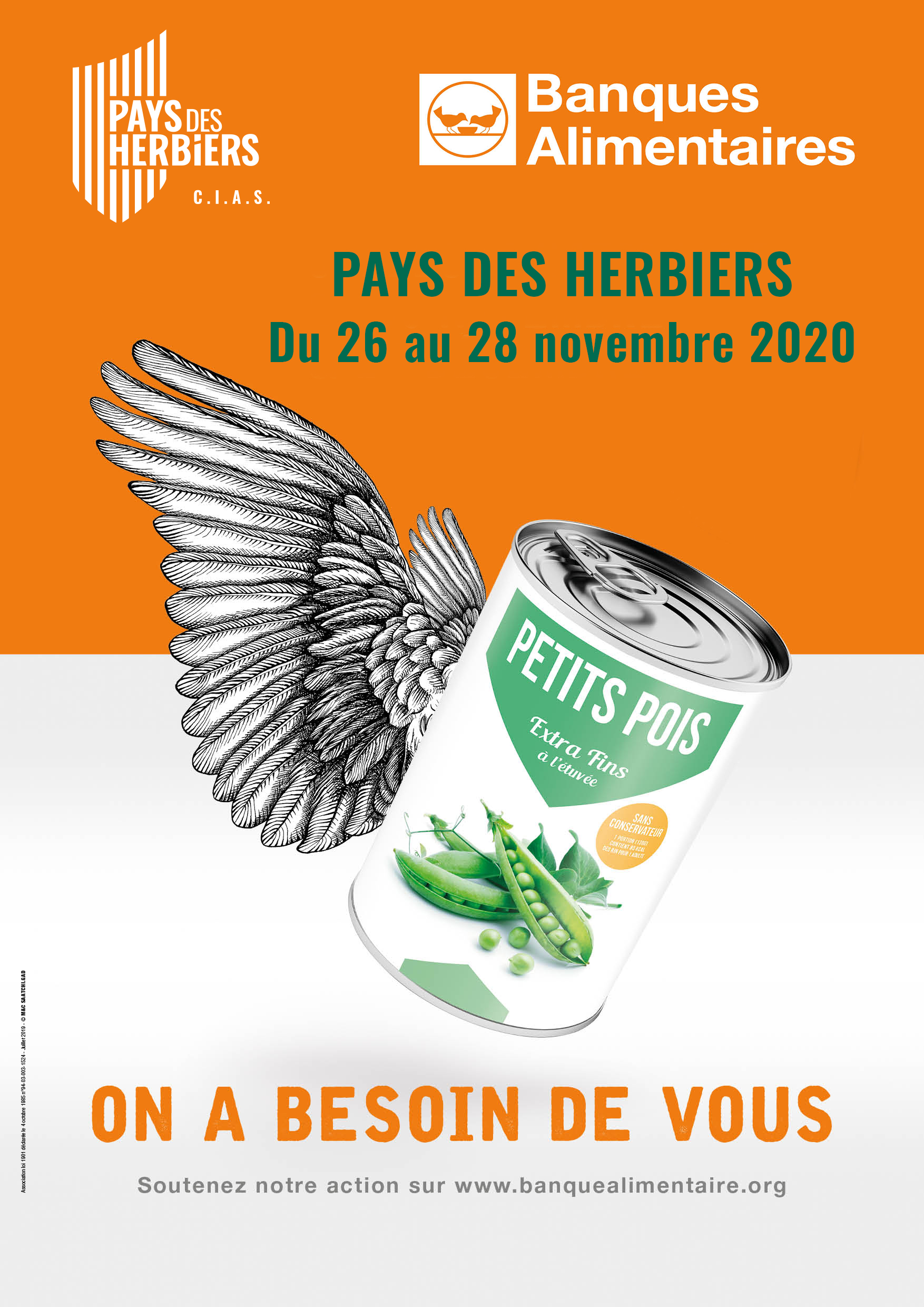 Affiche collecte alimentaire au Pays des Herbiers nov 2020